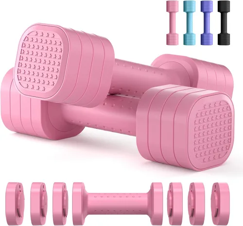 Vista 9 de Zempox Adjustable Dumbbell Set, 4 in 1 Free Weight Dumbbell Set for Women, Hand Weight for Women at Home, Each 2lb 3lb 4lb 5lb with TPU Soft Rubber