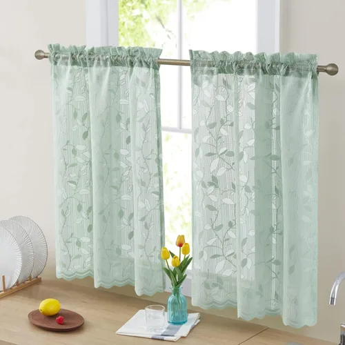 Vista 15 de HLC.ME Joyce - Cortina de encaje transparente para cocina, cafetería, para ventanas pequeñas, cocina y baño, 30 pulgadas de ancho x 36 pulgadas