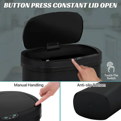 Vista 4 de Basurero automático de cocina de 13 galones con tapa, diseño sin contacto y silencioso con control de olores, para cocina dormitorio oficina