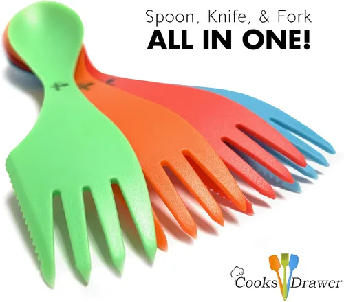 Vista 2 de Paquete de 4 cubiertos de camping multicolor Spork