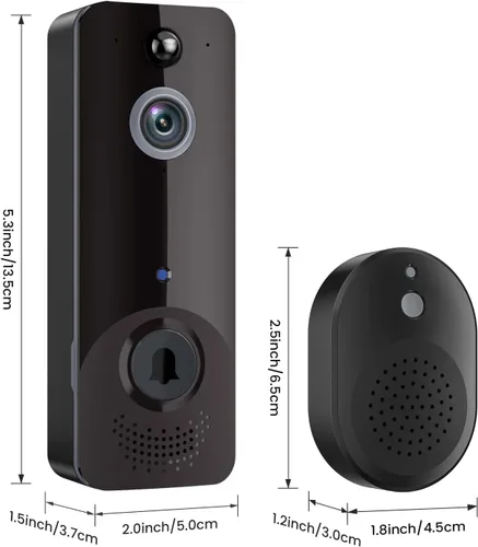 Vista 8 de Cámara de timbre de video inteligente con timbre, detección humana AI, audio de 2 vías, vista en vivo HD, solo red 2.4G