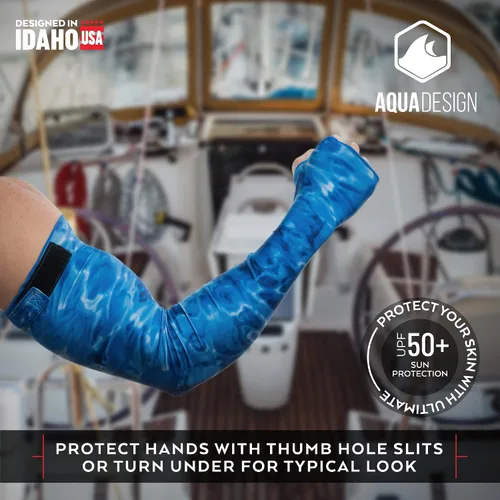 Vista 2 de Aqua Design Arm Sun Sleeves para hombres Protección UV Antebrazo Compresión Cubiertas