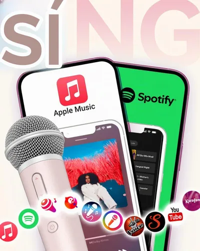 Vista 3 de Micrófono de canto con auriculares, ideal para grabación vocal, podcasting, transmisión en vivo, juegos, compatible con Smule & Starmaker y Rosa