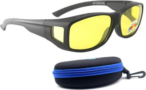Vista 6 de BLUE CUT Se ajustan sobre lentes de sol polarizados, gafas de sol con escudo solar para llevar sobre gafas Negro marrón