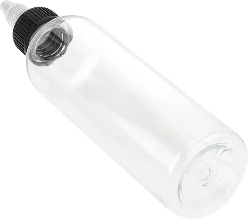 Vista 5 de 64 botellas de plástico de 4 onzas, botellas dispensadoras redondas con tapa superior giratoria para manualidades, cocina, hogar, transparente