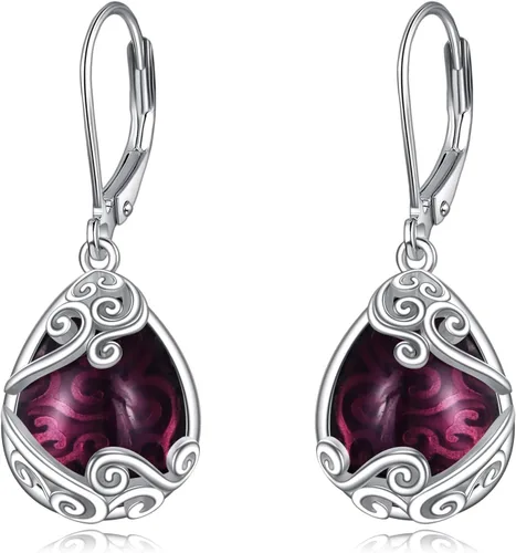 Vista 66 de Aretes colgantes con forma de lágrima de filigrana de piedra lunar de plata de ley 925 con cierre de palanca para mujer, regalos de joyería