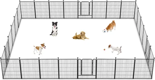 Vista 27 de Corralito para perros, 40 pulgadas, 8 paneles, valla para perros al aire libre, resistente, corral para perros grandes, medianos y pequeños, corral