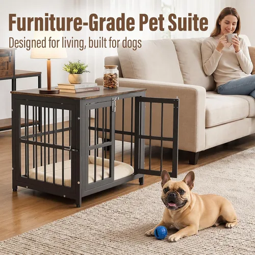 Vista 2 de Muebles de jaula para perros resistentes, jaula decorativa para perros negro (Aged Black)