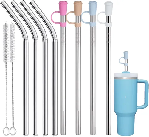 Vista 7 de 12 piezas de adornos de paja para vasos Stanley Adventure Quencher, puntas de paja reutilizables para popotes de 0.4 pulgadas de diámetro
