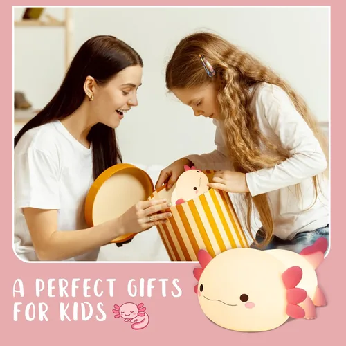 Vista 6 de Luz Nocturna de Axolotl, Linda Luz Nocturna para Niños, Lámpara Nocturna de Silicona para Guardería de Animales, Luz Nocturna LED Recargable
