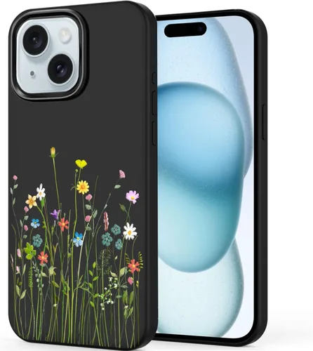 Vista 12 de Unov Funda diseñada para iPhone 13, funda negra con [patrón antideslizante en relieve], protección delgada a prueba de golpes [TPU antiarañazos]