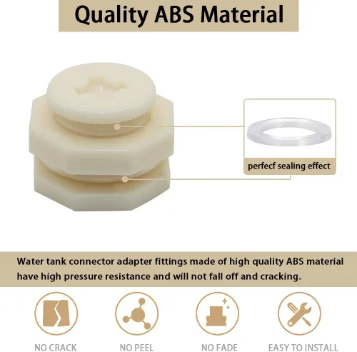 Vista 3 de Adaptador de conector de tanque de agua de plástico ABS de 1 pulgada, adaptador de conector de tanque de agua con tapones para barril de lluvia al
