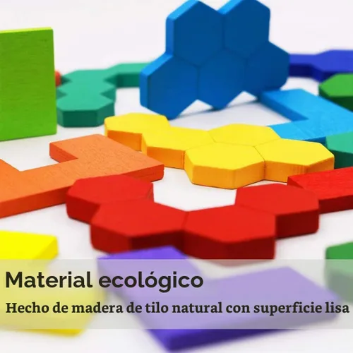 Vista 2 de Paquete de 2 rompecabezas de bloques rusos de madera + rompecabezas hexagonales para niños y adultos, rompecabezas de bloques de madera inteligencia