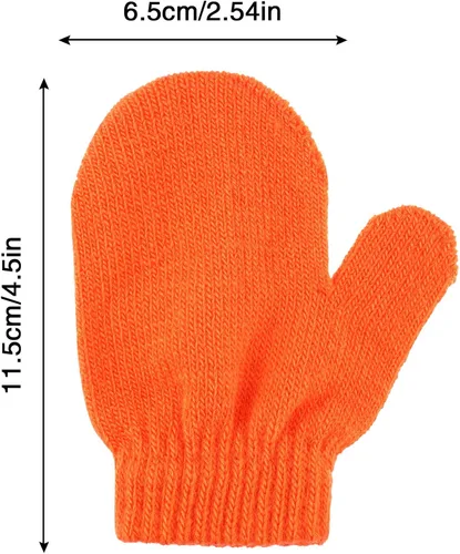 Vista 2 de Boao 12 pares de guantes de invierno para niños pequeños, guantes de punto para niños, guantes mágicos cálidos para niños y niñas, suministros
