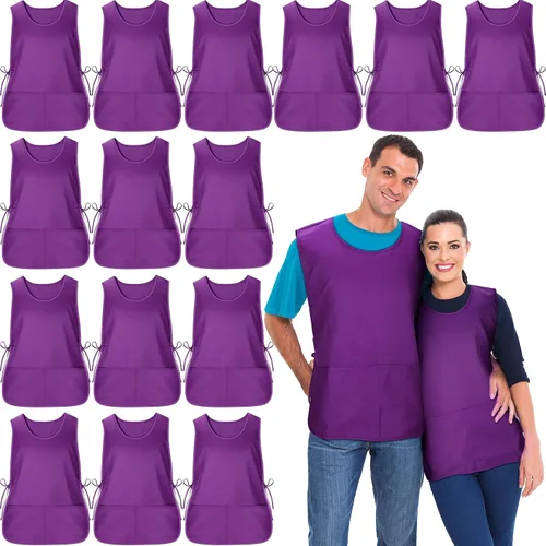Vista 10 de Suhine delantal de zapatero con 2 bolsillos profundos y lazos laterales delantal unisex para trabajo en la cocina