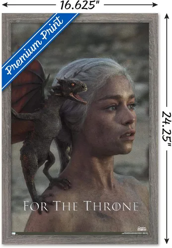 Vista 3 de Trends International Juego de tronos - Póster de pared Daenerys Targaryen, 14.725 x 22.375 pulgadas, versión enmarcada de madera de granero Versión