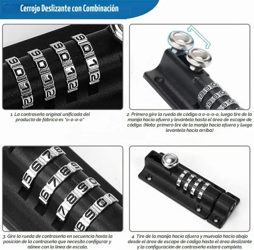 Vista 8 de Cerradura de seguridad de combinación para puerta, V·RESOURCING Cerradura de puerta de alta seguridad con esfera de 4 dígitos para cobertizos 1