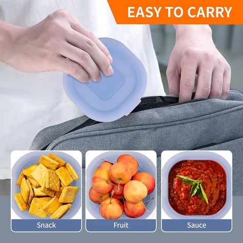 Vista 7 de Sartén para huevos con tapa, paquete de 3 moldes cuadrados de silicona para huevos, recipiente cuadrado antiadherente de 3 pulgadas para huevos
