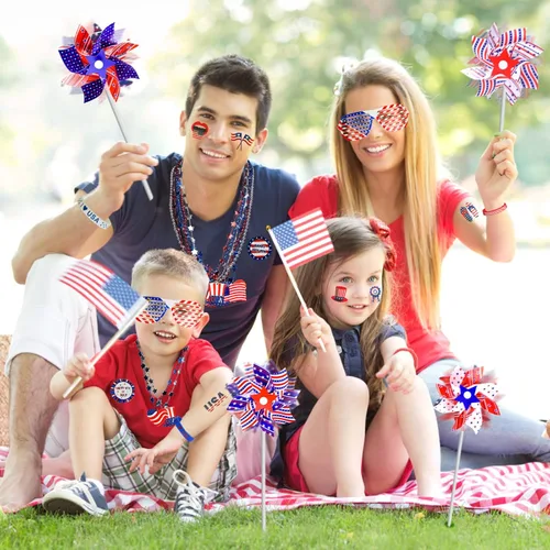 Vista 7 de MGparty Accesorios para el 4 de julio, 138 piezas de suministros patrióticos para fiestas, decoraciones del 4 de julio, celebraciones del Día