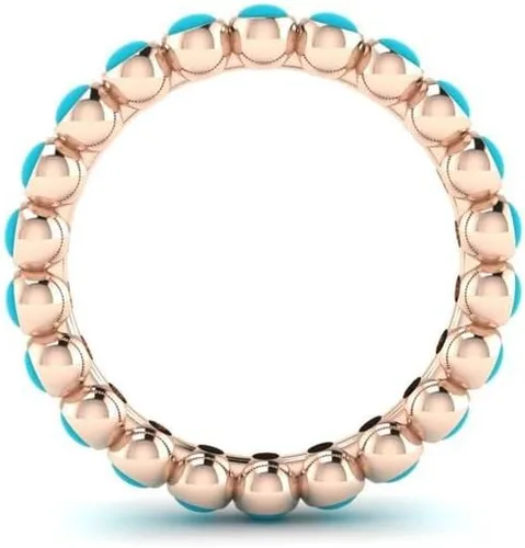 Vista 2 de Anillo de plata 925, anillo de boda turquesa de belleza durmiente, oro de 14 quilates sobre piedra natal turquesa
