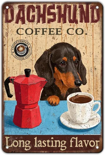 Vista 13 de KIYOYO Basset Hound Dog - Cartel de metal vintage de hound con texto en inglés "Before Coffee After Coffee" (Antes del café después del café)