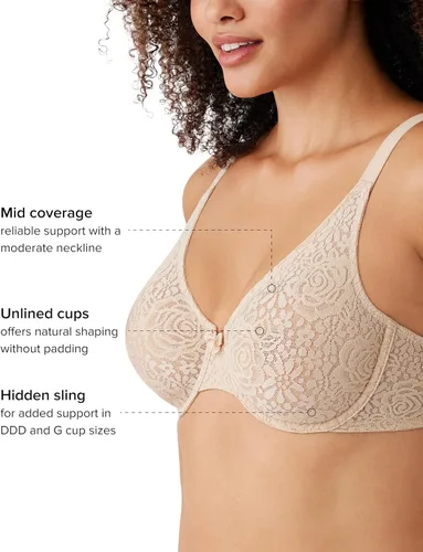 Vista 4 de Wacoal Brasier con aros de encaje Halo sin forro para mujer, 851205