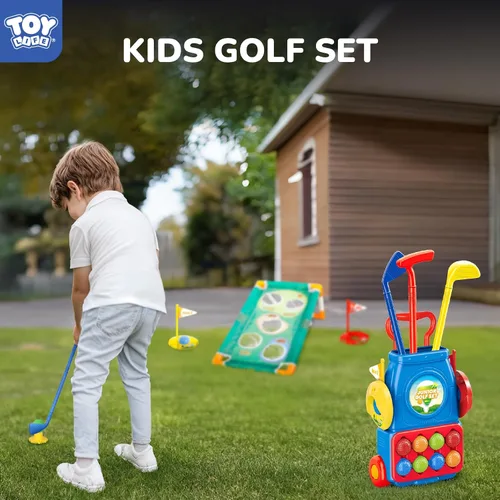 Vista 2 de TOY Life Set de palos de golf para niños, juego de golf para niños pequeños de 3 a 5 años, juego de golf para niños de 5 a 8 años, juguetes de golf