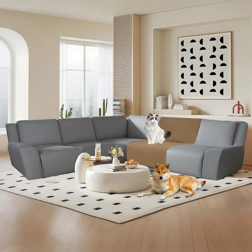 Vista 7 de Juego de fundas de terciopelo 10% impermeables para sofá modular reclinable en forma de L, 1 pieza, fundas acolchadas para sofá reclinable Marrón