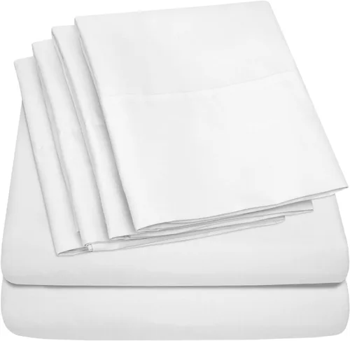 Vista 15 de Juego de sábanas de 4 piezas para camas individuales de 1500 hilos de microfibra de cepillado fino con bolsillo profundo - 1 funda de almohada