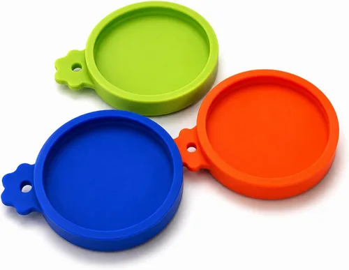 Vista 7 de Yobbai Tapas pequeñas para latas de comida para gatos de 3 onzas y 2.5 onzas, cubiertas de silicona de grado alimenticio, codificadas por