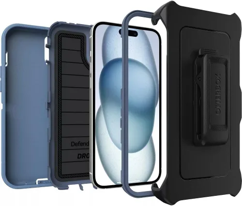 Vista 5 de OtterBox iPhone 15 Plus y iPhone 14 Plus (solamente) - Funda de la serie Defender - Jeans azul bebé - Sin pantalla - Resistente y duradero