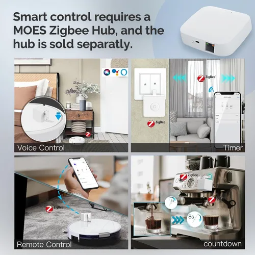 Vista 5 de MOES Zigbee Fingerbot Plus, Pulsador de Botón Inteligente Sin Cableado, Actualización con Control Táctil, Compatible con Alexa, Compatible con Tuya