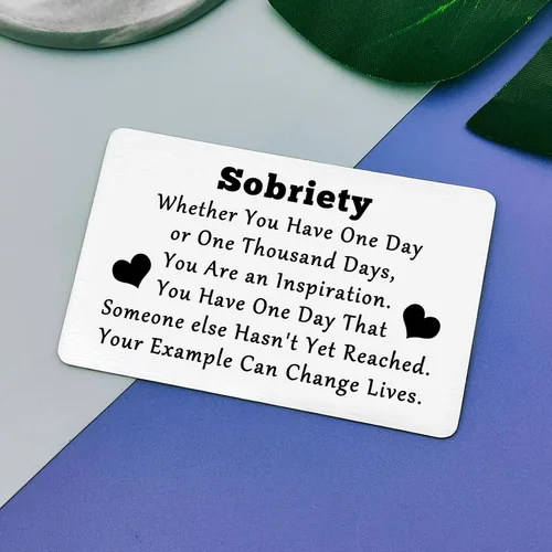 Vista 6 de Regalo de recuperación de adicciones para mujeres y hombres, tarjeta de inserción de billetera de metal, regalo de sobriedad, regalo de recuperación