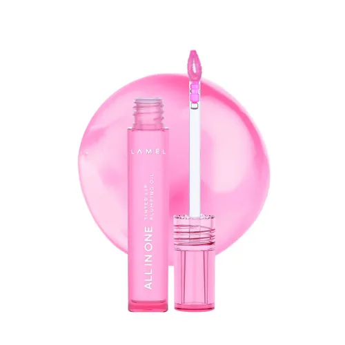 Vista 10 de Lamel Aceite labial tintado todo en uno, hielo de bayas, aceite labial voluminizador e hidratante, gel voluminizador y perfumado para uso diurno
