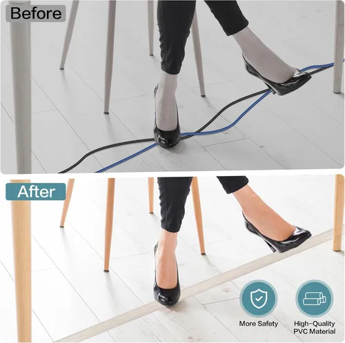 Vista 5 de Cubierta de Cable para Piso Autoadhesiva Ocultador de Cables Cubiertas de Cable de Extensión para Piso Protector de Cable de Alimentación para Piso