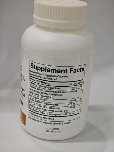 Vista 7 de Curcumina de cúrcuma pura de cúrcuma 95 1000 mg - Extracto de pimienta negra Cápsulas veganas 120