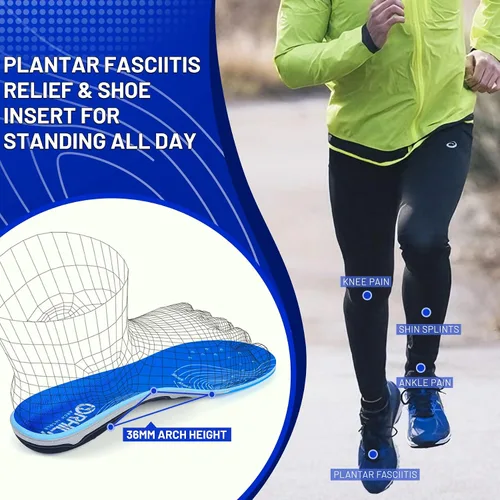 Vista 4 de Más de 240 libras de plantilla para aliviar el dolor de fascitis plantar para hombres, soporte de arco ortopédico, inserción ortopédica para hombres
