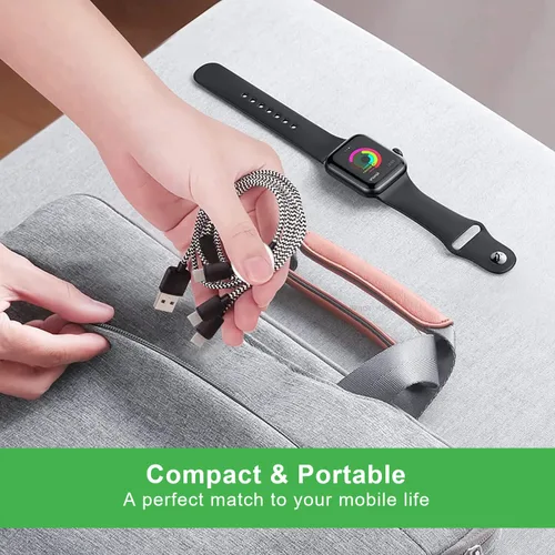 Vista 6 de TOP-UP Cable de carga múltiple para cargador de Apple Watch (6 pies), cable trenzado 4 en 1 para múltiples dispositivos, USB C/Micro/Multi cargador
