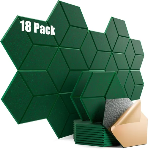 Vista 98 de Paquete de 22 paneles acústicos autoadhesivos de 12 x 10 x 0.4 pulgadas, paneles de espuma a prueba de sonido con alta densidad, diseño forrado