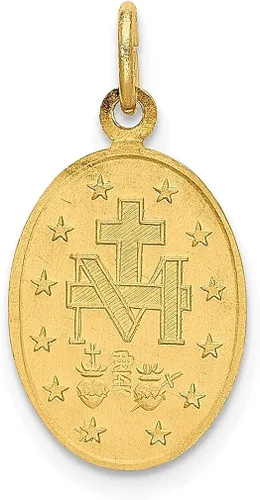 Vista 3 de ICE CARATS Colgante de medalla milagrosa ovalada pequeña de oro amarillo de 14 quilates, joyería fina religiosa para mujeres, regalos para ella, Oro