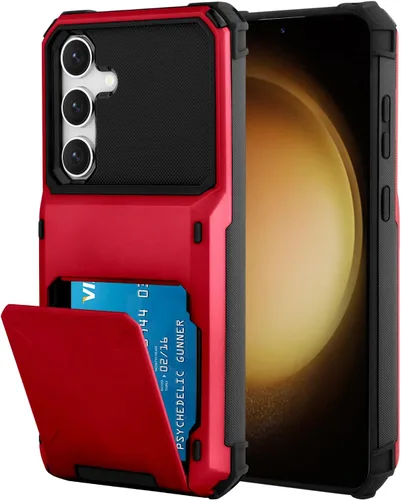 Vista 109 de Funda tipo cartera para Samsung Galaxy S22 con ranura para 2 tarjetas de crédito Funda a prueba de golpes Hybrid Heavy Duty Protection Armor Funda