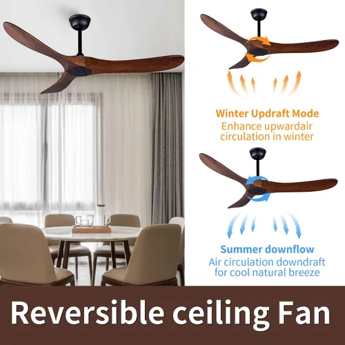Vista 2 de Ventilador de techo para dormitorio de 52", ventilador de techo de 3 aspas con control remoto, ventiladores de techo sin luces, 2 barras de Cuerpo