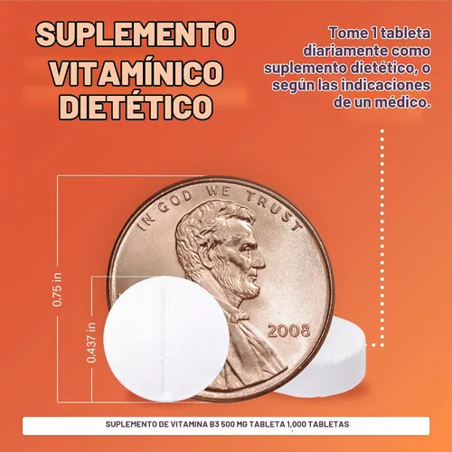 Vista 4 de Niacina 500 mg 1000 comprimidos.