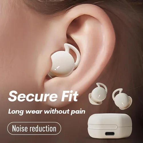 Vista 3 de Xmenha Audífonos invisibles para dormir, inalámbricos, pequeños, pequeños, discretos, con cancelación de ruido, auriculares para dormir, Bluetooth