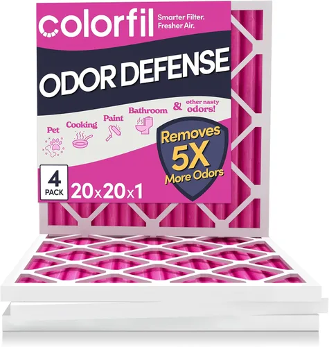 Vista 48 de Colorfil - Filtro de aire de 12 x 12 x 1 pulgadas, filtros que cambian de color para olores de gatos y perros, filtro de aire acondicionado MERV 8