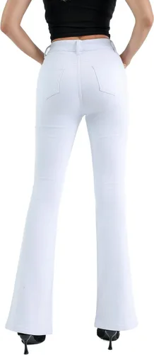 Vista 2 de Y imoso Womens High Waisted Stretch Flare Jeans Destroyed Curvy Bootcut Denim Long Pants