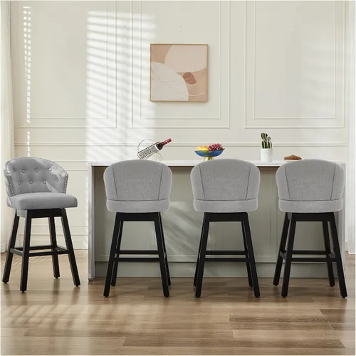 Vista 10 de Juego de 2 taburetes de bar giratorios de 29 pulgadas, taburetes de bar tapizados con respaldo, sillas modernas de altura de mostrador para isla