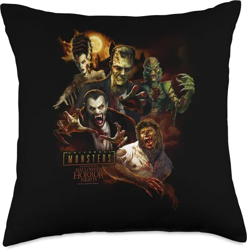 Vista 5 de Halloween Horror Nights HHN - Almohada universal de monstruos, 16 x 16, multicolor