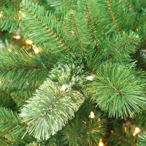 Vista 4 de Puleo International Árbol de Navidad artificial de pino occidental preiluminado de 7.5 pies con 600 luces, color verde