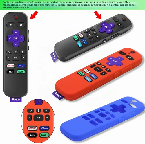 Vista 6 de Pinowu - Funda protectora de silicona compatible con el control remoto de voz Roku, antideslizante a prueba de golpes, compatible con el mando a